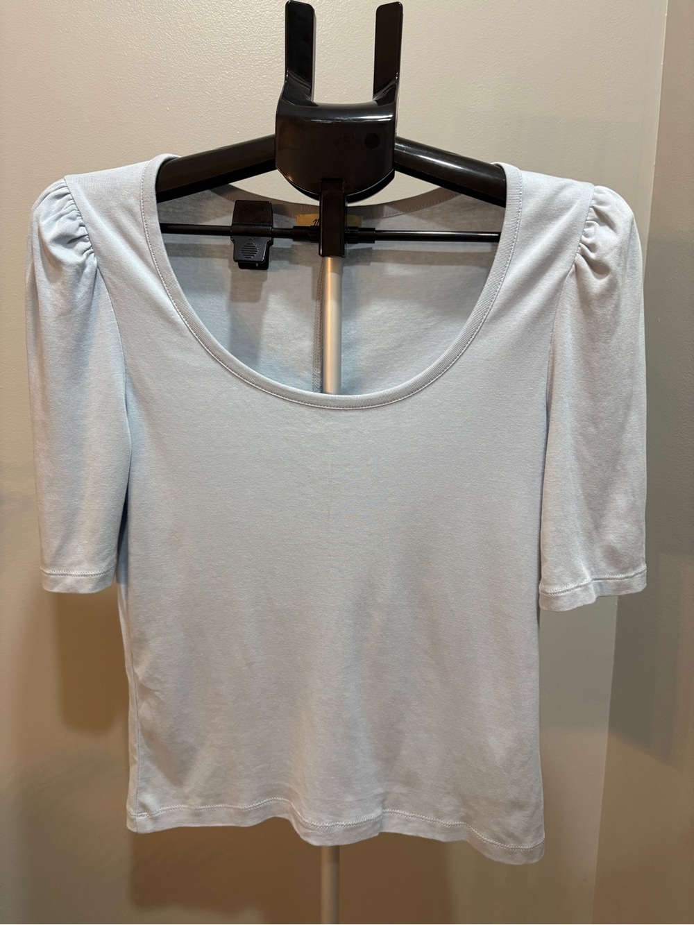 Madewell Light Blue Scoop Neck Puff Sleeve Tee